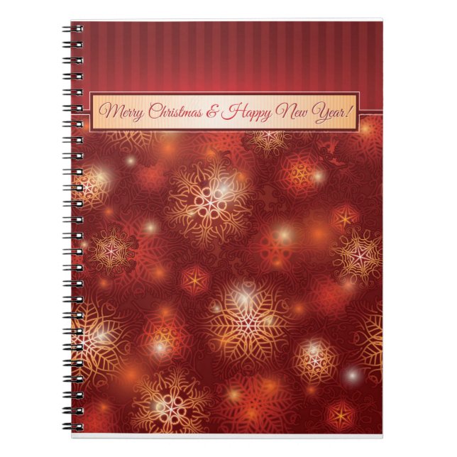 Red & Golden Christmas & Happy New Year Notizblock (Vorderseite)