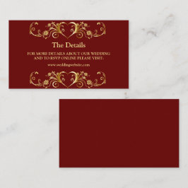 Red Golden Geometric Elegant Wedding Detail Begleitkarte