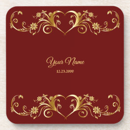 Red Golden Geometric Elegant Wedding Party Getränkeuntersetzer