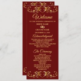 Red Golden Geometric Elegant Wedding  Programm