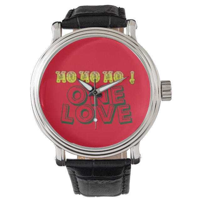 Red Golden Green eine Liebe Frohen Weihnachtstext Armbanduhr (Vorderseite)
