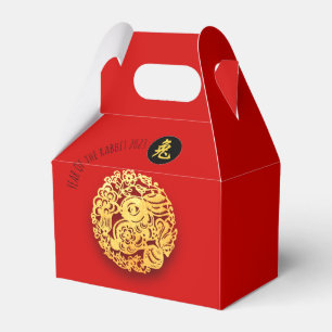 Red Golden Rabbit Papercut Chinesisches Neujahr 20 Geschenkschachtel