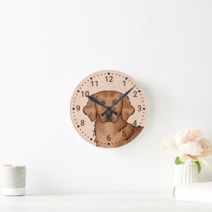 Red Golden Retriever Cartoon Dog Head Portrait Runde Wanduhr