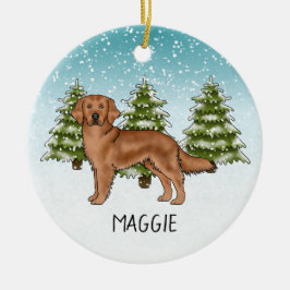 Red Golden Retriever Dog Individuelle Name Weihnac Keramik Ornament