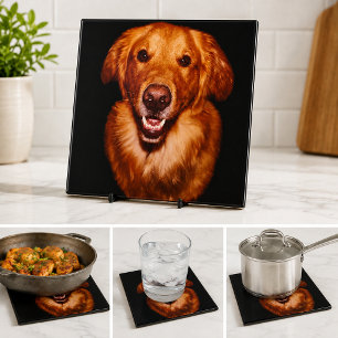 Red Golden Retriever Front Profile Fliese