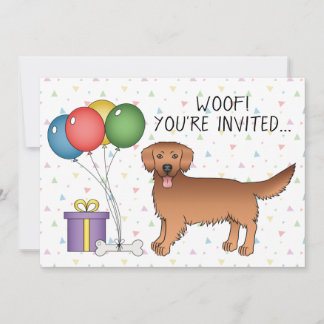 Red Golden Retriever Niedlich Cartoon Dog - Geburt Einladung