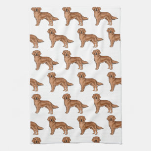 Red Golden Retriever Niedlich Cartoon Dog Muster Geschirrtuch