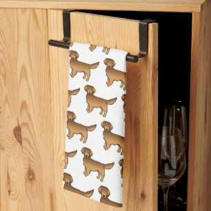 Red Golden Retriever Niedlich Cartoon Dog Muster Geschirrtuch