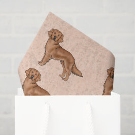 Red Golden Retriever Niedlich Cartoon Dog Muster Seidenpapier