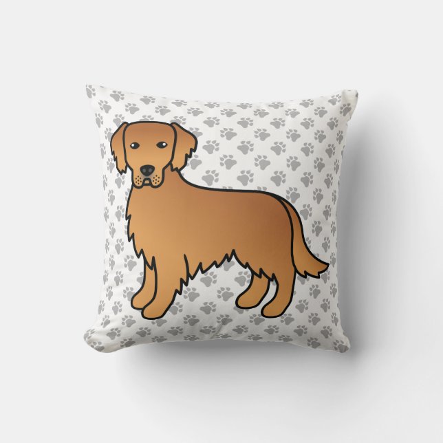 Red Golden Retriever Niedlich Hund & Paws Kissen (Vorderseite)