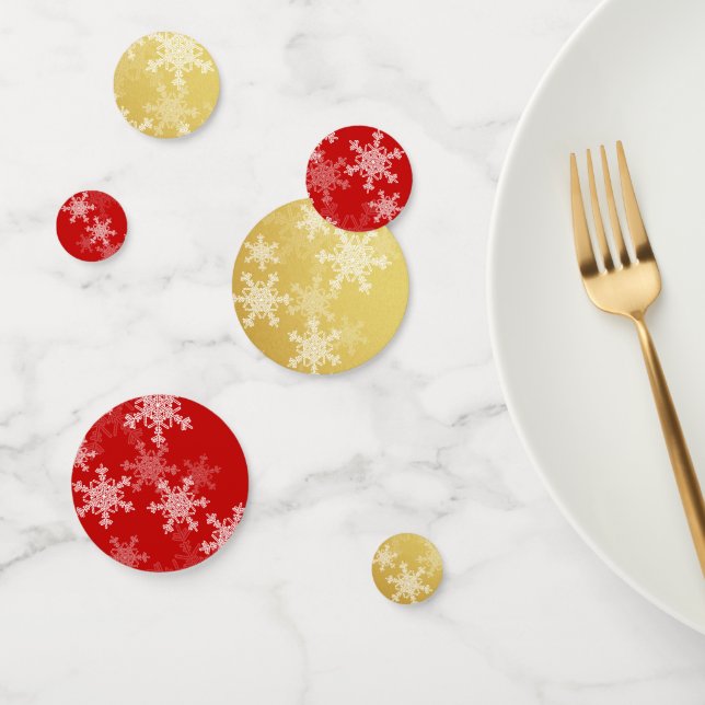 Red Golden Snowflakes Minimalistisch Weihnachten Konfetti (Gruppe)
