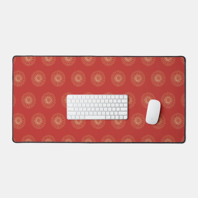 Red | Golden Zinnia Flower Medallions (Clavier et souris)