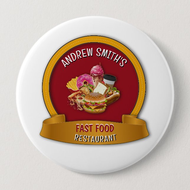 Red Golellow Custom Logo von Fast Food Company Button (Vorderseite)
