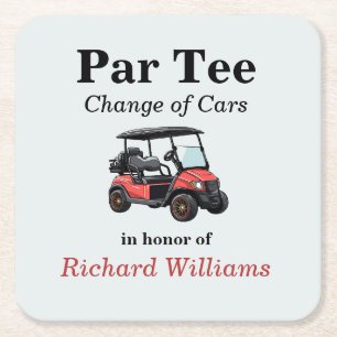 Red Golf Cart Par T-Shirt Themed Rechteckiger Pappuntersetzer