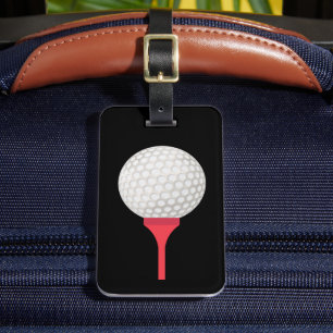 Red Golf T-Shirt und Ball auf Black Gepäckanhänger