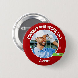 Red Golfer Photo High School Golf Team Button