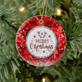 Red Gorgeous Emerald Frohe Weihnachtszeit Keramik  Ornament
