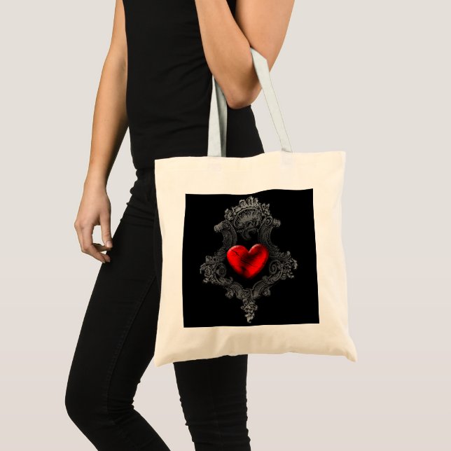 Red Goth Heart Tote Bag Tragetasche (Vorderseite (Produkt))