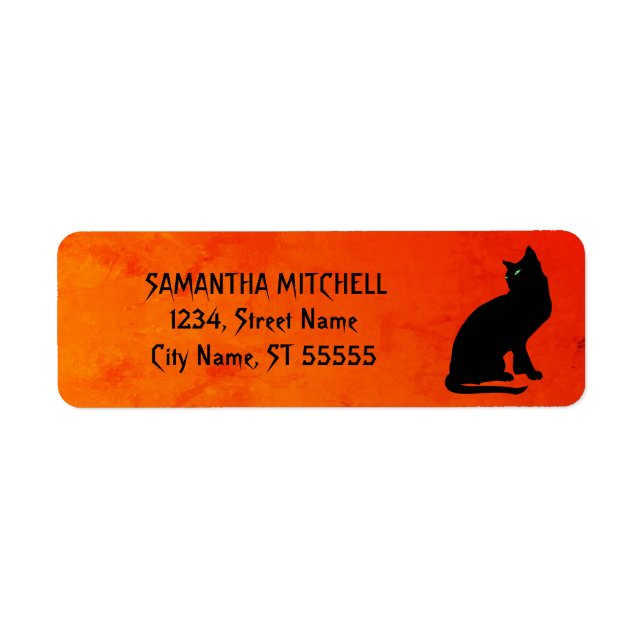 Red Gothic-Adressetiketten für Black Cat (Vorne)