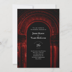 Red Gothic Arch Elegante Hochzeit Dunkler Schwarz Einladung