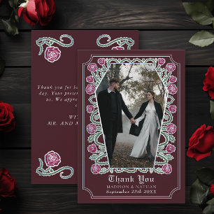 Red Gothic Coffin Rose Hochzeit Dankeschön Card Dankeskarte