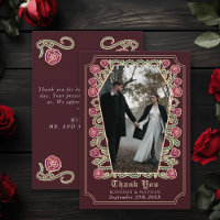 Red Gothic Coffin Rose Hochzeit Dankeschön Card