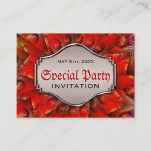 Red Gothic Fraktal Swirl Mini Party Einladungen