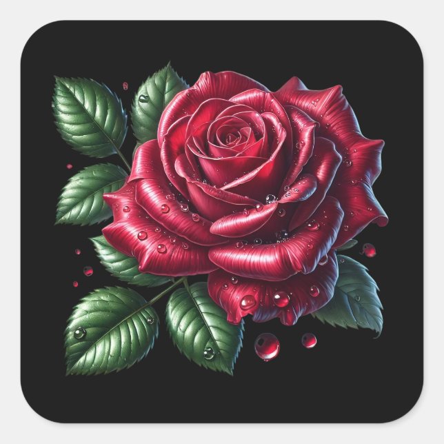 Red Gothic Rose Quadratischer Aufkleber (Vorderseite)