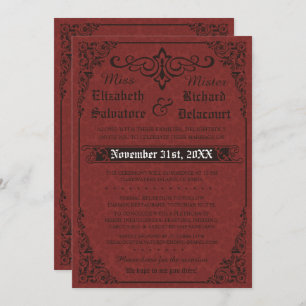 Red Gothic Viktorianisch Damask Einladung