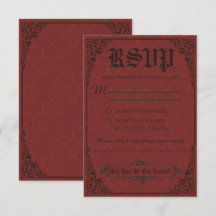 Red Gothic Viktorianisch Damask Wedding RSVP Cards