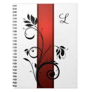 Red Gradient Black Floral Wirbel Gästebuch Notizblock