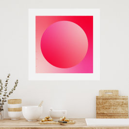 Red Gradient Circle Vignette Abstract Design Poster