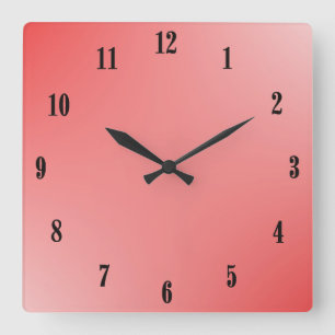 Red Gradient Quadratische Wanduhr