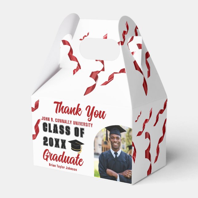 Red Graduate Foto Class of 2025 Graduation Party Geschenkschachtel (Vorderseite)
