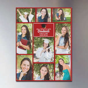 Red Graduate Foto Collage 2023 Abschluss Magnet