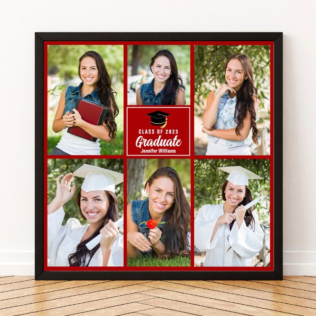 Red Graduate Foto Collage Abschluss Square Poster (Von Creator hochgeladen)