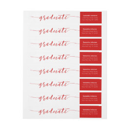 Red Graduate Script Modern Wrap Um Label