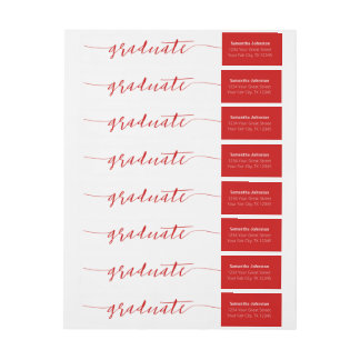 Red Graduate Script Modern Wrap Um Label