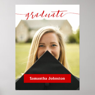 Red Graduate Script Modernes Foto Poster