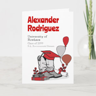 Red Graduation Cap Cowboy Boot Arrangement Einladung