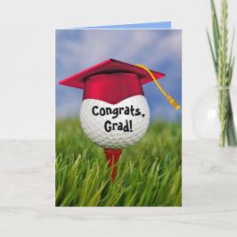 Red Graduation Cap on Golf Ball Karte
