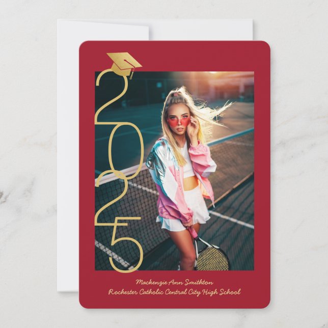 Red Graduation Foto 2023 Open House Einladung (Vorderseite)
