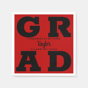 Red Graduation Party "Black on Scarlet" Serviette