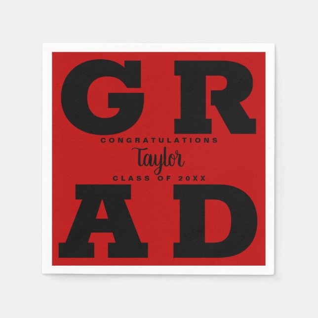 Red Graduation Party "Black on Scarlet" Serviette (Vorderseite)