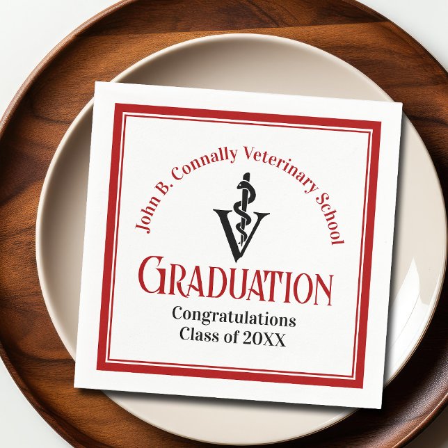 Red Graduation Party of Custom Veterinary School Serviette (Von Creator hochgeladen)
