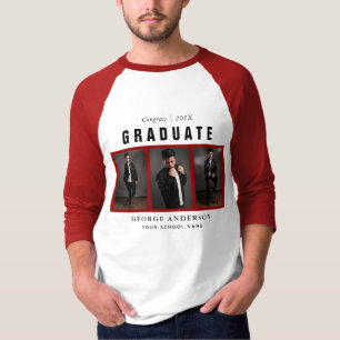 Red Graduation Photo Collage personnalisé T-shirt