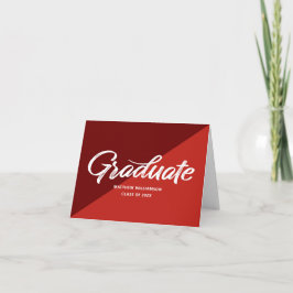 Red Graduation Retro Bold Script Cap Icon Minimal Dankeskarte