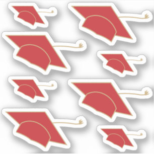 Red Graduierungs Caps Custom-Cut Stickers Aufkleber