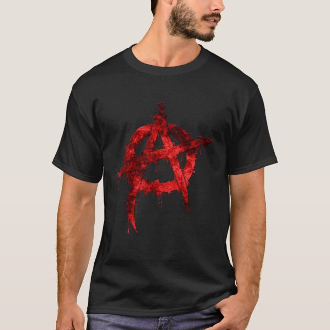 Red Graffiti Anarchy Symbol T-Shirt (Vorderseite)