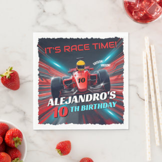 Red Grand Prix Racing Car Birthday Serviette